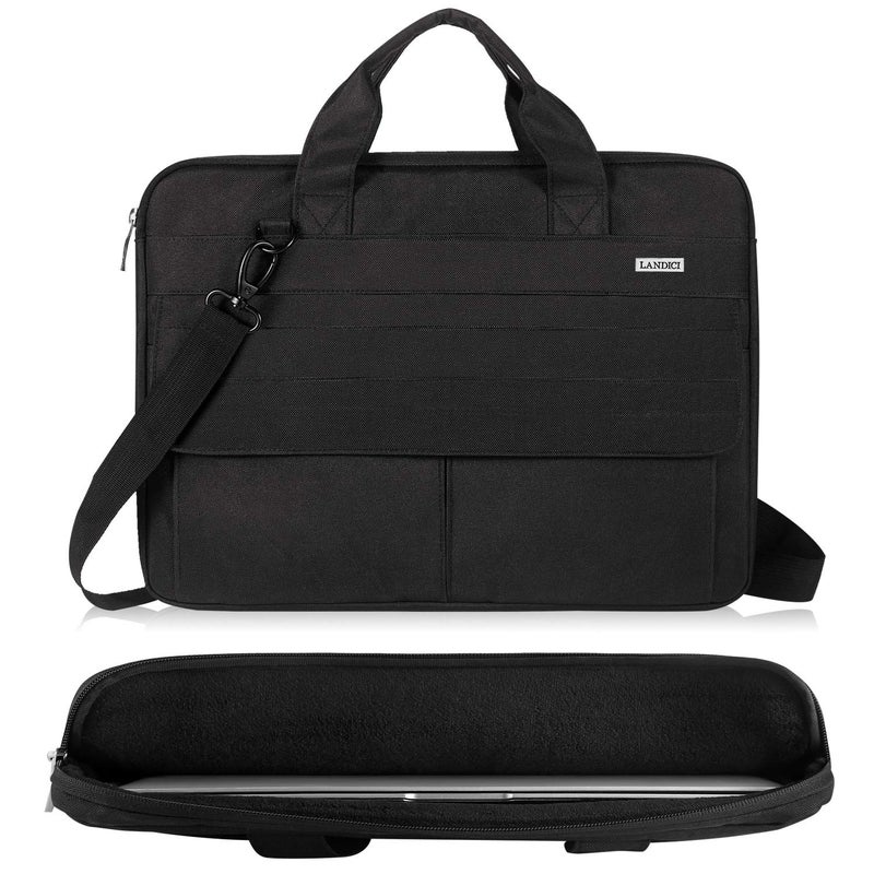 LANDICI Laptop Bag Carrying Case 15.6 Inch with Shoulder Strap, Slim Waterproof Computer Sleeve Cover Compatible with MacBook Pro 15/16, 15-16 Inch HP Acer Dell Lenovo ASUS Laptop, Black - Image 2